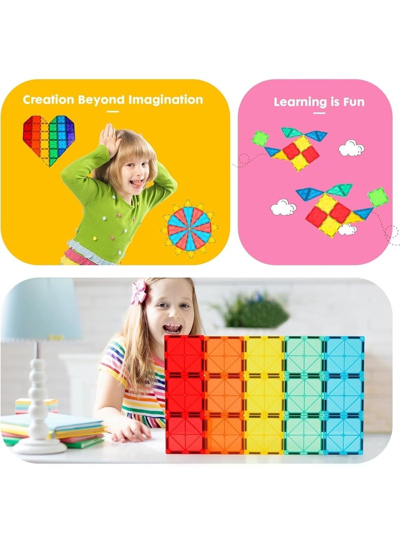 Gemmicc 136 PCS Magnetic Tiles, Deluxe Building Blocks Magnet Toys Set for Kids,3D Magnet Puzzles Stacking Blocks for Boys Girls,Huge Set with 2 Cars - Image 3