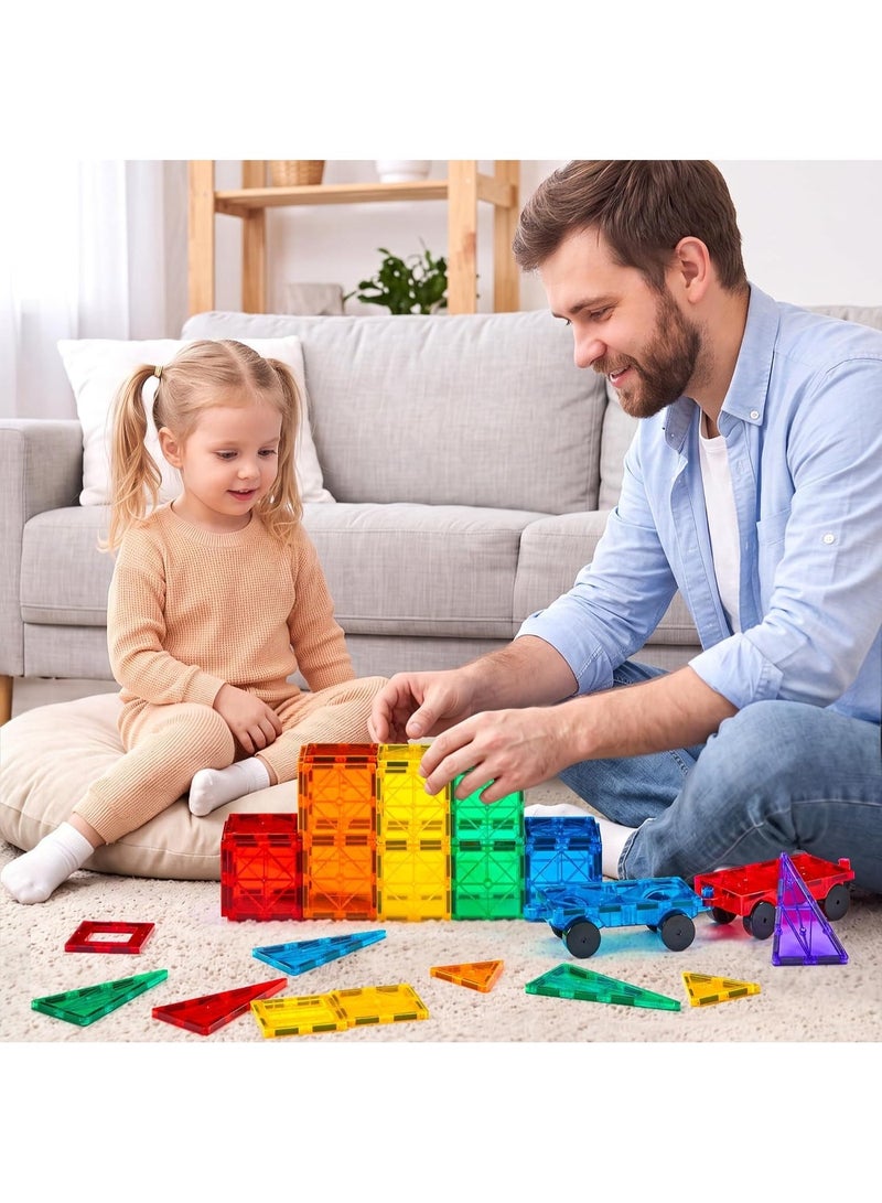 Gemmicc 136 PCS Magnetic Tiles, Deluxe Building Blocks Magnet Toys Set for Kids,3D Magnet Puzzles Stacking Blocks for Boys Girls,Huge Set with 2 Cars - Image 4