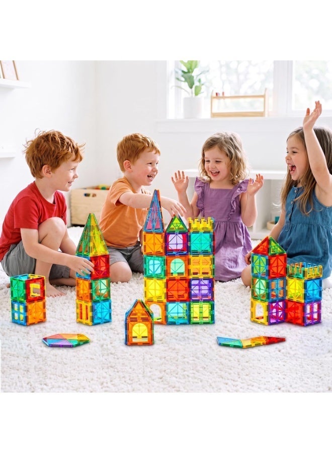 Gemmicc 136 PCS Magnetic Tiles, Deluxe Building Blocks Magnet Toys Set for Kids,3D Magnet Puzzles Stacking Blocks for Boys Girls,Huge Set with 2 Cars - Image 5