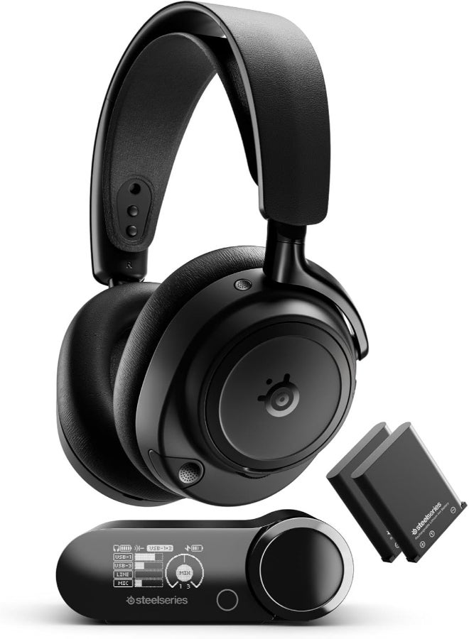 steelseries Arctis Nova Elite Gaming Headset – Hi‑Res Wireless 96kHz/24‑Bit, Carbon Fiber Drivers, OmniPlay Multi-Device Mix, Dual Swappable Batteries, Active Noise Cancellation, Bluetooth 5.3, USB-C & 3.5mm, PC/PS5/Xbox/Switch/Mobile, Obsidian | 61661 - Image 1