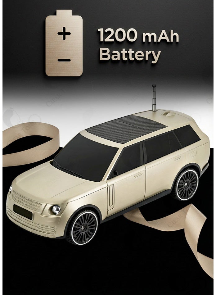 CLEAR TONE 10W Car Shape Bluetooth Speaker with FM Radio | 1200mAh Rechargeable Battery | Wireless Speaker with USB, TF Card & Type-C Charging | Portable Mini Speaker – Beige Color - Image 3