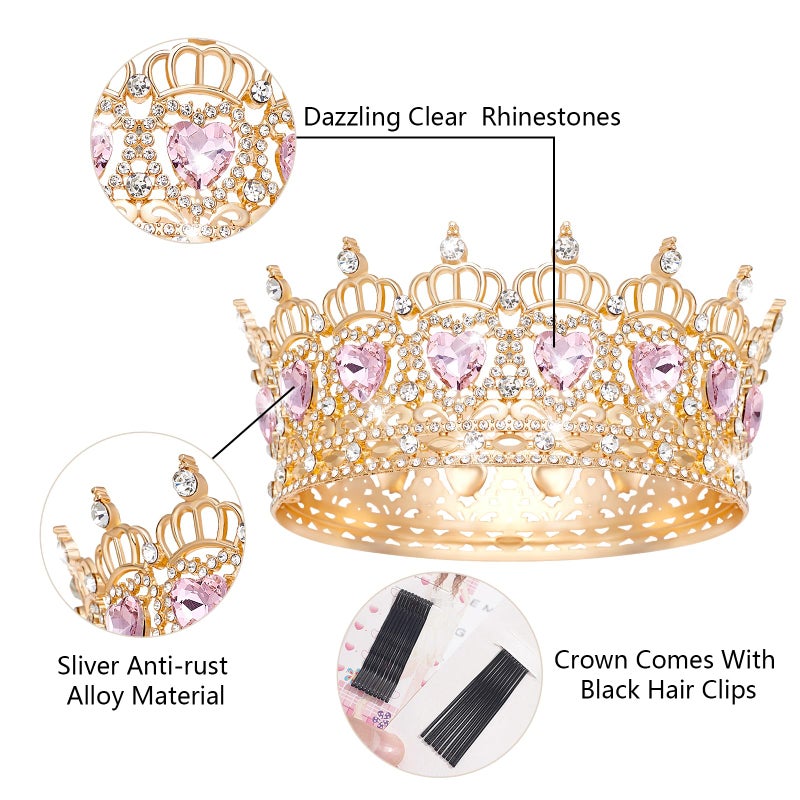 JITINX Queen Crown Wedding Rhinestone Heart Crowns and Tiaras for Women Costume Party Hair Accessories Princess BirthdayCrown Crystal Bridal Crown - Image 5