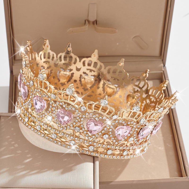 JITINX Queen Crown Wedding Rhinestone Heart Crowns and Tiaras for Women Costume Party Hair Accessories Princess BirthdayCrown Crystal Bridal Crown - Image 3