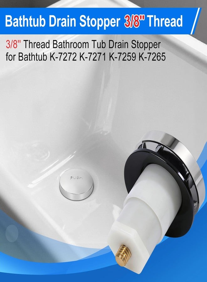 Coolfell 1 Pack 1068204 Bathtub Drain Stopper Replacement and Cover Compatible with Kohler Bathtub K-7272 K-7271 K-7259 K-7265, Bathroom Pop Up Tub Drain Stopper with 3/8'' Thread Studs (Chrome Cover) - Image 5