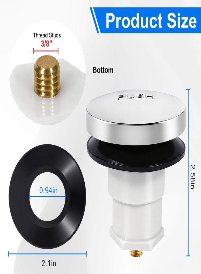 Coolfell 1 Pack 1068204 Bathtub Drain Stopper Replacement and Cover Compatible with Kohler Bathtub K-7272 K-7271 K-7259 K-7265, Bathroom Pop Up Tub Drain Stopper with 3/8'' Thread Studs (Chrome Cover) - Image 2