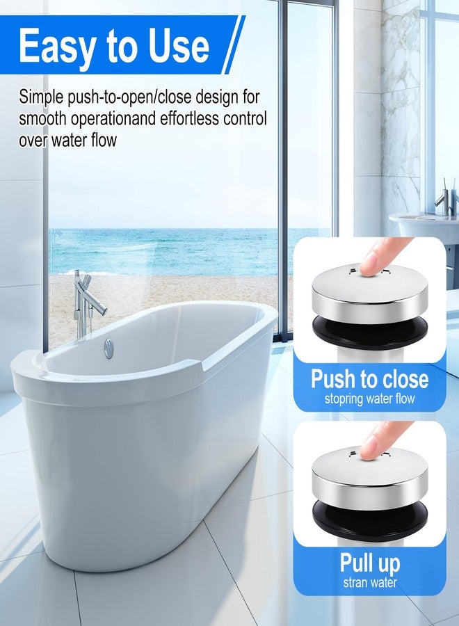 Coolfell 1 Pack 1068204 Bathtub Drain Stopper Replacement and Cover Compatible with Kohler Bathtub K-7272 K-7271 K-7259 K-7265, Bathroom Pop Up Tub Drain Stopper with 3/8'' Thread Studs (Chrome Cover) - Image 4