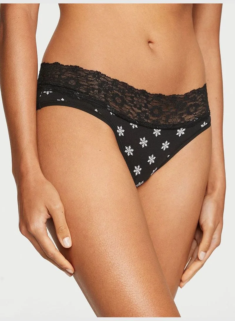 Victoria's Secret Posey Lace Waist Cotton Hiphugger Panty