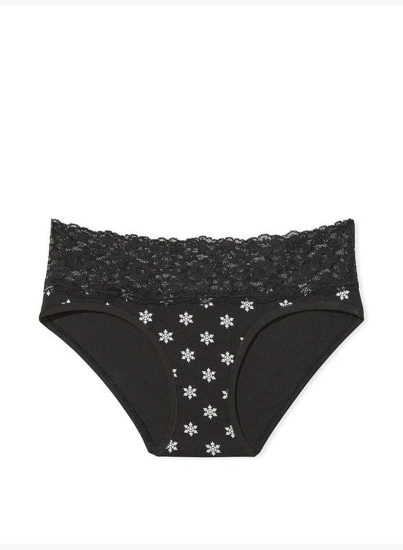 Victoria's Secret Posey Lace Waist Cotton Hiphugger Panty