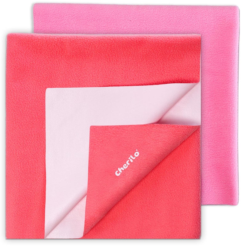 Cherilo شريحة حماية سرير الأطفال المقاومة للماء من شيريلو، صغيرة (وردي + وردي سمك السلمون) - Image 1