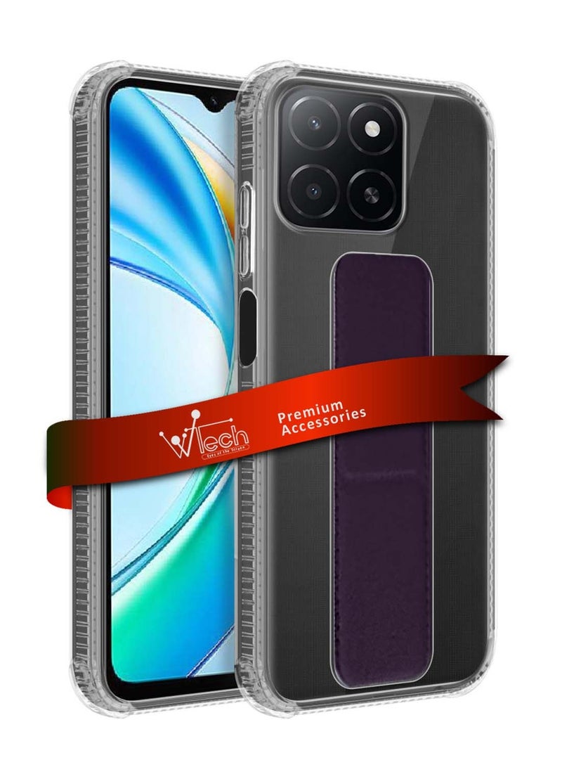 Wtech Honor X5b / X5b Plus 4G 2024 TPU Hand Grip Air Pillow Case Cover - Clear/Eggplant Purple - Image 1