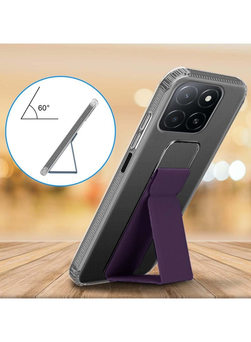 Wtech Honor X5b / X5b Plus 4G 2024 TPU Hand Grip Air Pillow Case Cover - Clear/Eggplant Purple - Image 2