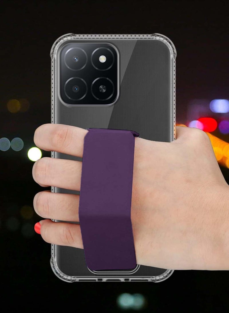 Wtech Honor X5b / X5b Plus 4G 2024 TPU Hand Grip Air Pillow Case Cover - Clear/Eggplant Purple - Image 3