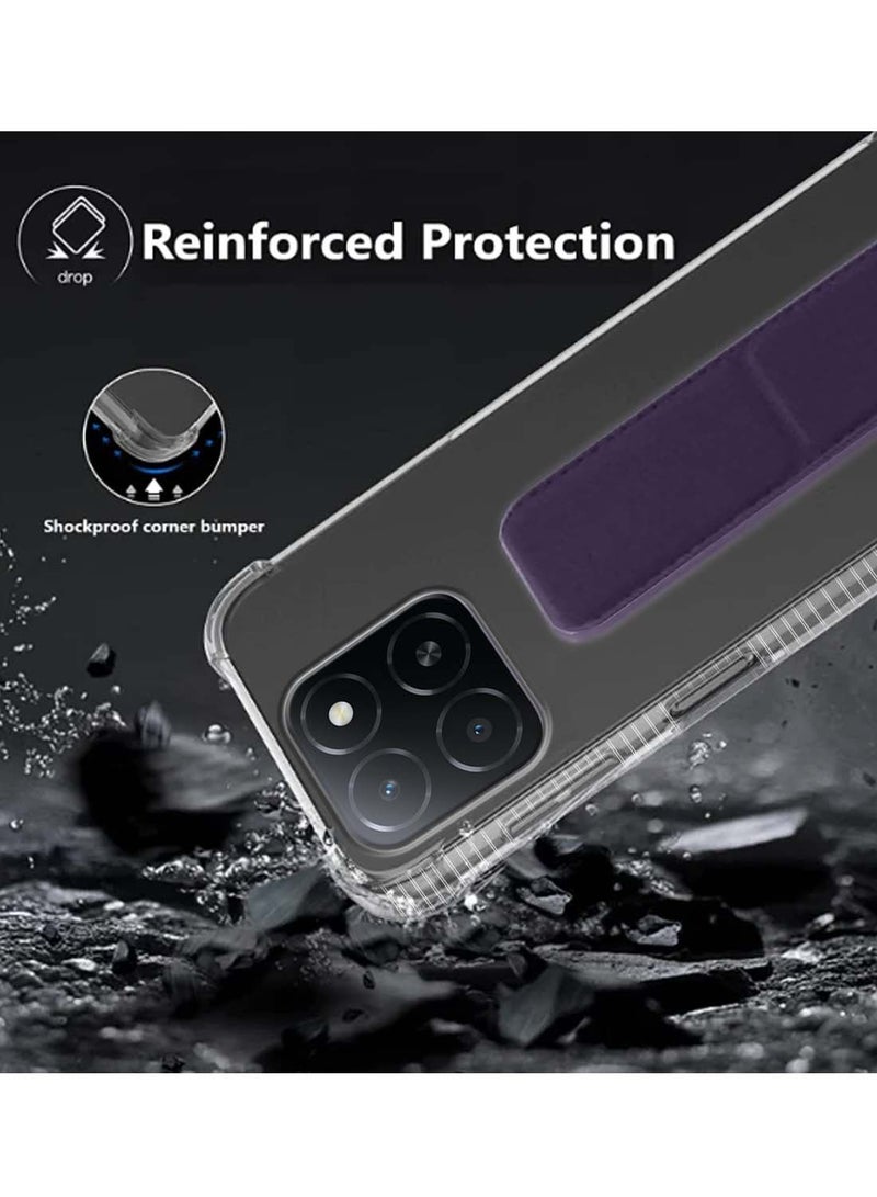 Wtech Honor X5b / X5b Plus 4G 2024 TPU Hand Grip Air Pillow Case Cover - Clear/Eggplant Purple - Image 4