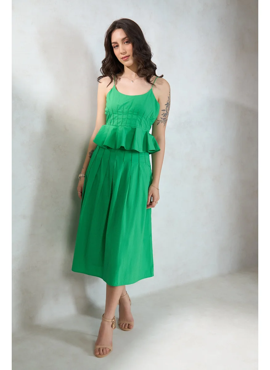 فيرجيو Virgio Women Cotton Midi Length Solid Skirt