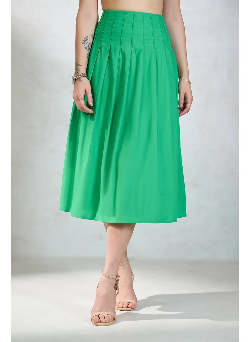 فيرجيو Virgio Women Cotton Midi Length Solid Skirt
