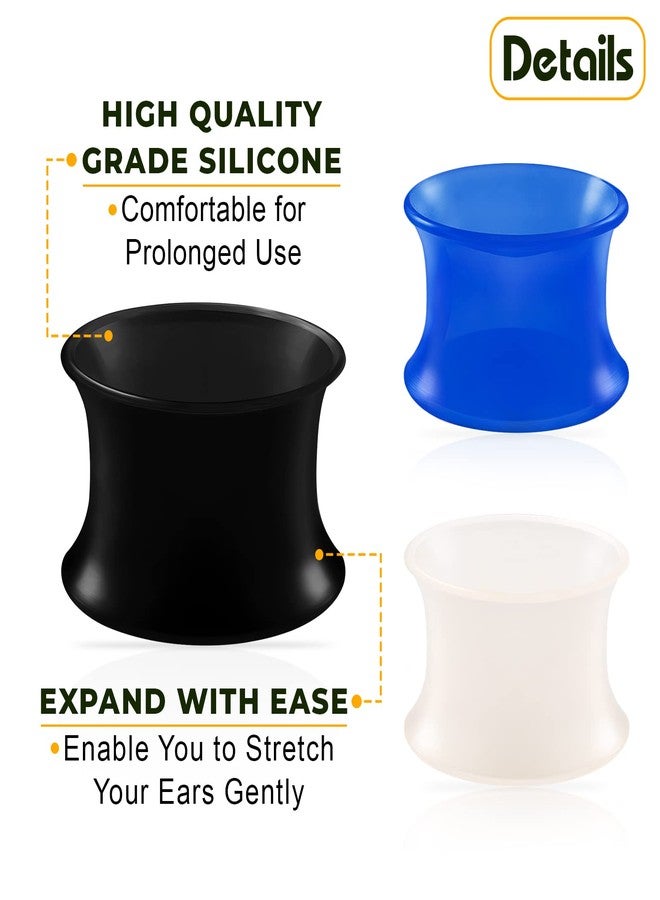 BIG GAUGES 3 Pairs Silicone 2gauges 6 mm Black Double Flared Saddle Dark Blue Piercing Skin Earring Stretcher Plugs Tunnel Lobe BG2037 - Image 3