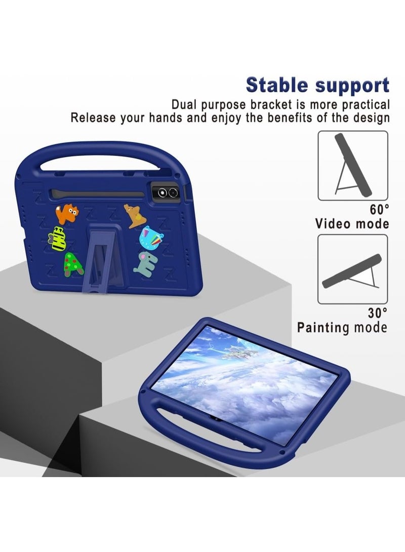 Kids Case for Lenovo Idea Tab Pro 12.7 inch 2025 TB373FU TB375FC, 【Kids Friendly】 DIY Cute Cartoon Lightweight EVA Shockproof Handle Stand Protective Cover (Navy Blue) - Image 5