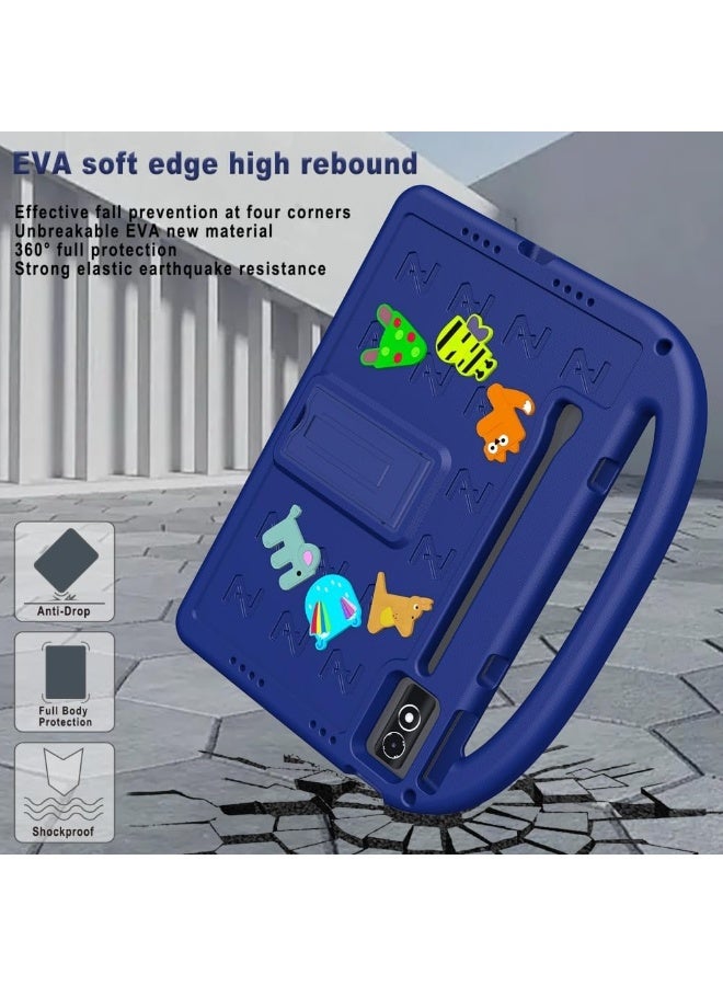 Kids Case for Lenovo Idea Tab Pro 12.7 inch 2025 TB373FU TB375FC, 【Kids Friendly】 DIY Cute Cartoon Lightweight EVA Shockproof Handle Stand Protective Cover (Navy Blue) - Image 4