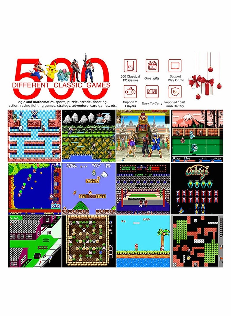 Handheld Gameboy Console, 500 Super Classic FC Games, Mini Handheld Game Console with 3.0-Inches Color Screen, 1020mAh Rechargeable Battery Portable Game Connect to TV and Two Players - Image 3