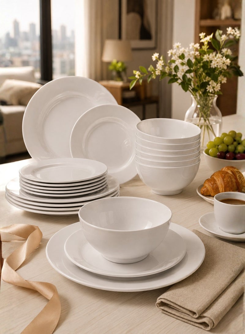 Master Gold Luxury 18-piece melamine dinner set suitable for 6 people, white color. Melamine dinnerware set, healthy melamine dinnerware set (18 pieces). - Image 1