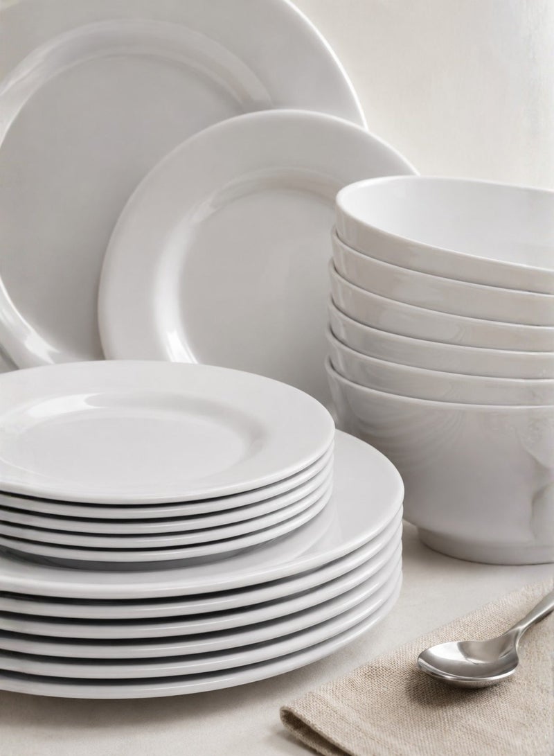Master Gold Luxury 18-piece melamine dinner set suitable for 6 people, white color. Melamine dinnerware set, healthy melamine dinnerware set (18 pieces). - Image 5