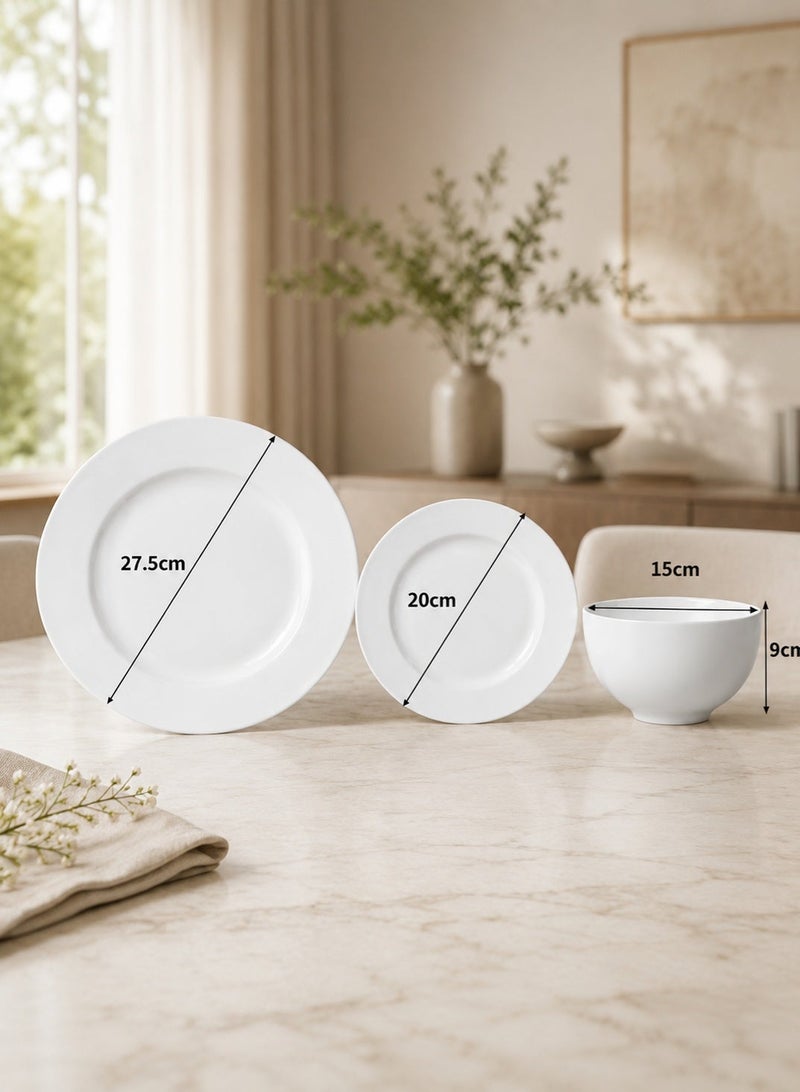 Master Gold Luxury 18-piece melamine dinner set suitable for 6 people, white color. Melamine dinnerware set, healthy melamine dinnerware set (18 pieces). - Image 3