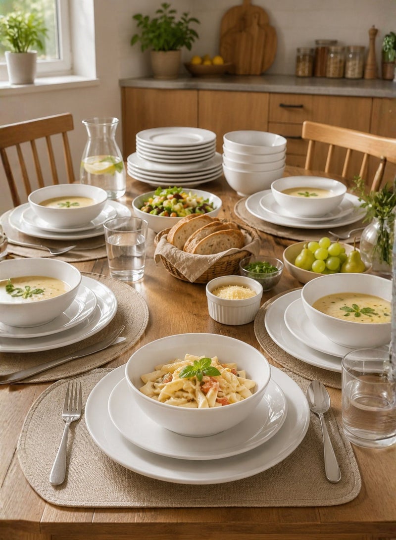 Master Gold Luxury 18-piece melamine dinner set suitable for 6 people, white color. Melamine dinnerware set, healthy melamine dinnerware set (18 pieces). - Image 4