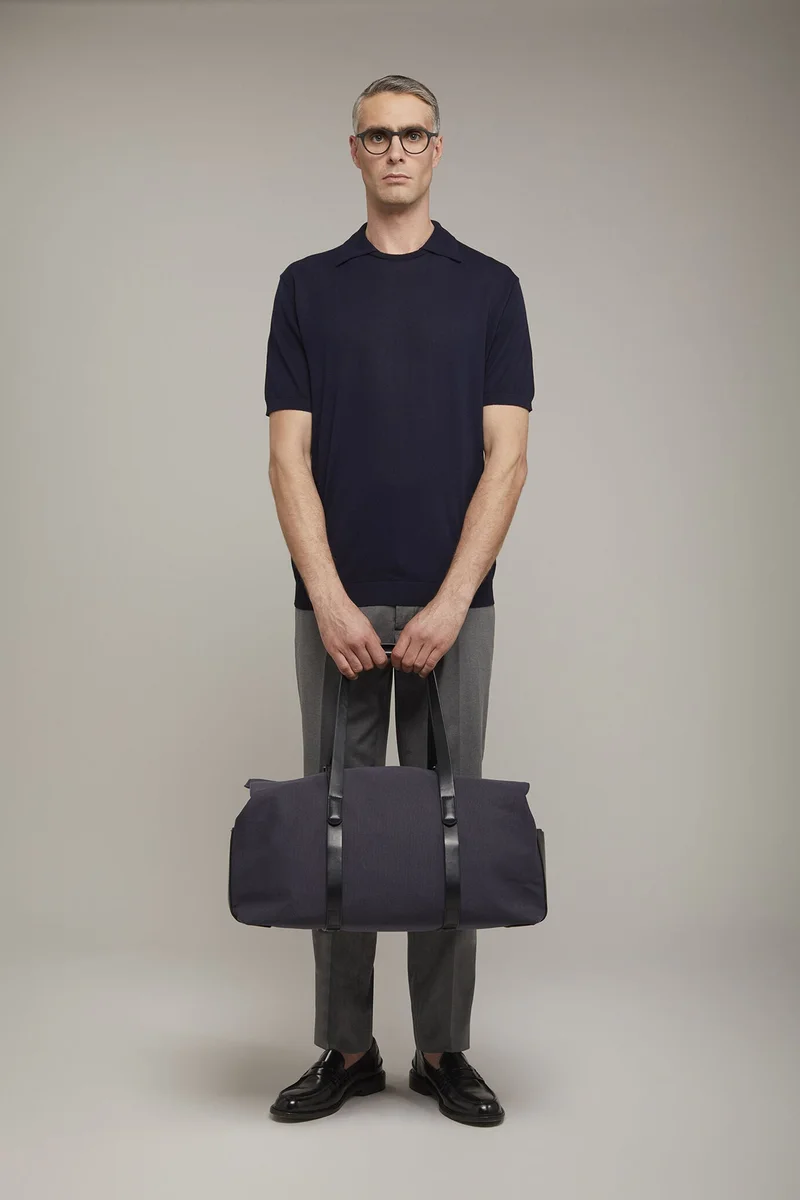 Men's knitted polo 100% cotton - Navy Blue