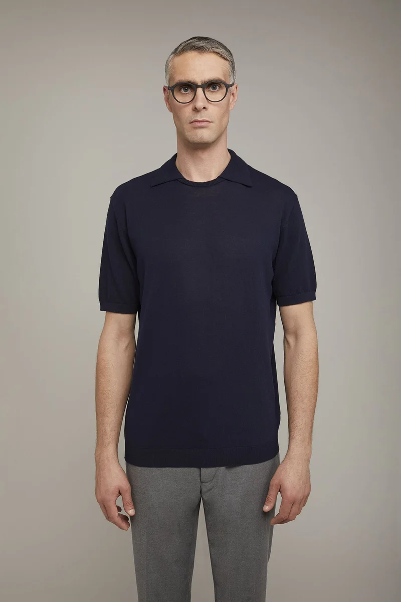 Doppelganger  Men's knitted polo 100% cotton - Navy Blue for Men | Best Price UAE