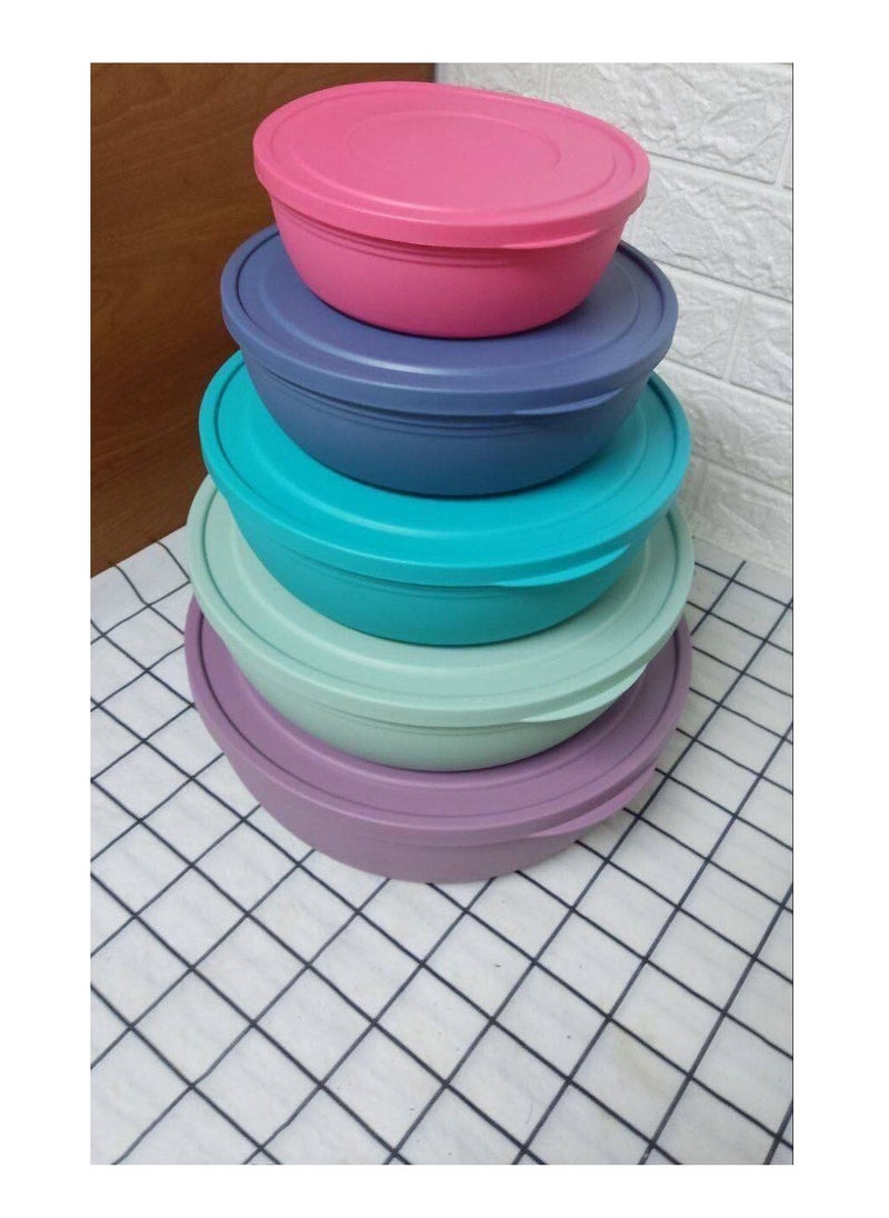 5-Piece Plastic Mixing Bowl Set (1.2L - 2.5L - 4L - 6L - 8L) – Practical & Durable for Everyday Use multicolored max