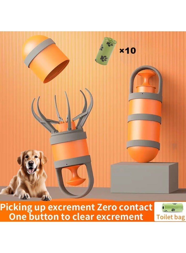 ريتش لايف مغرفة فضلات الكلاب المحمولة، مع كيس نفايات مدمج - أداة التقاط 6 مخالب بدون تلامس، تحرير بزر واحد، أداة التقاط فضلات الحيوانات الأليفة ABS متينة لسهولة التنظيف - Image 1