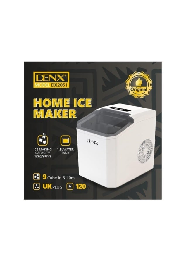 DENX Home Ice Maker DX2051, 12kg/24hrs Capacity, 1.3L Water Tank, 9 Cubes in 6-10 Minutes, 120W - Image 3