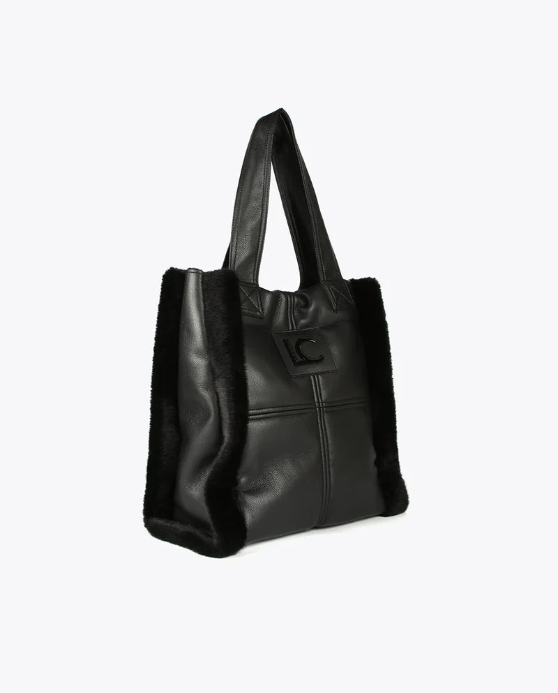 Lola Casademunt Faux leather and faux fur tote bag