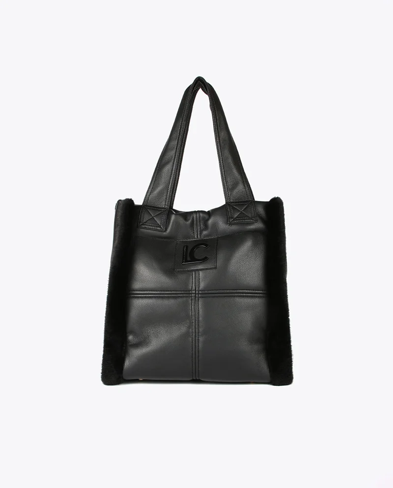 Lola Casademunt Faux leather and faux fur tote bag