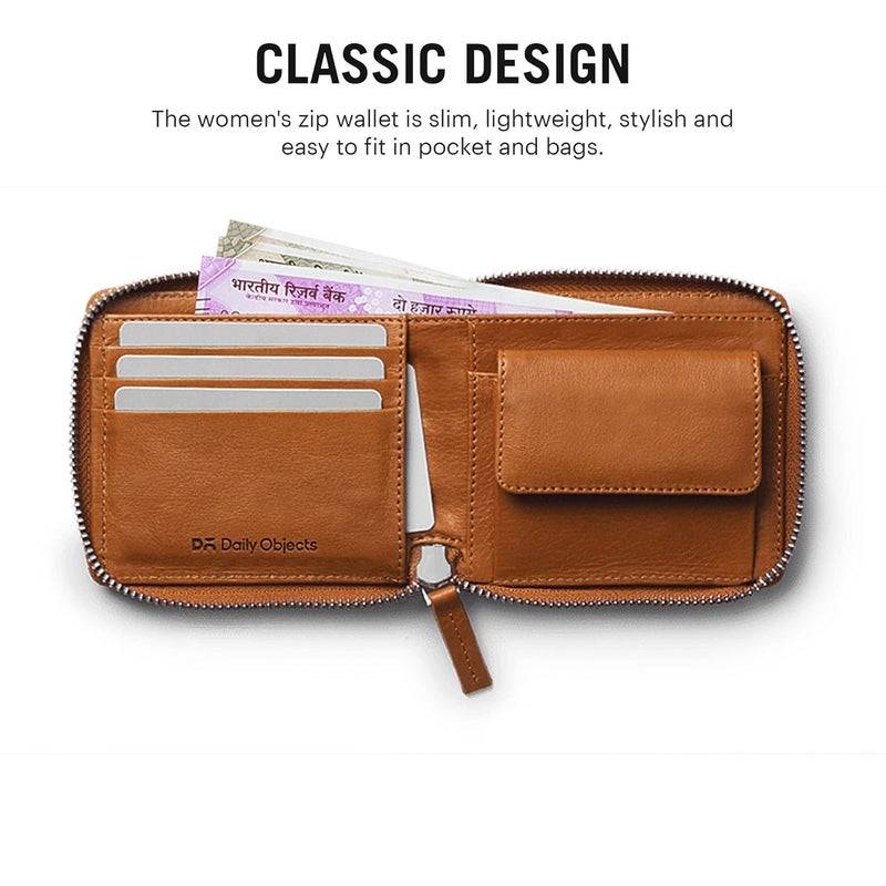 Daily Objects Women's Zip Wallet | Made with Vegan Leather Material | Carefully Handcrafted | Holds up to 8 Cards | Slim and Easy to Fit in Pocket | Coin Pocket with Button Closure - Image 2