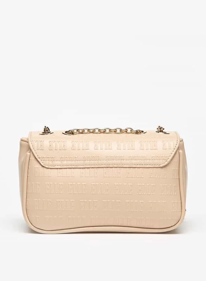 ELLE Women Monogram Embossed Crossbody Bag with Button Closure