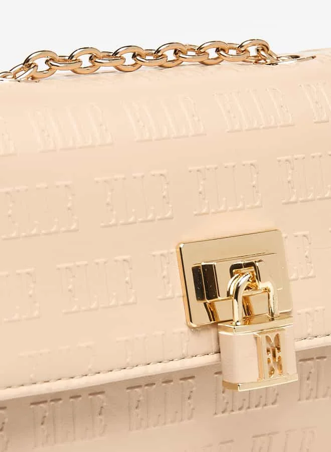 ELLE Women Monogram Embossed Crossbody Bag with Button Closure