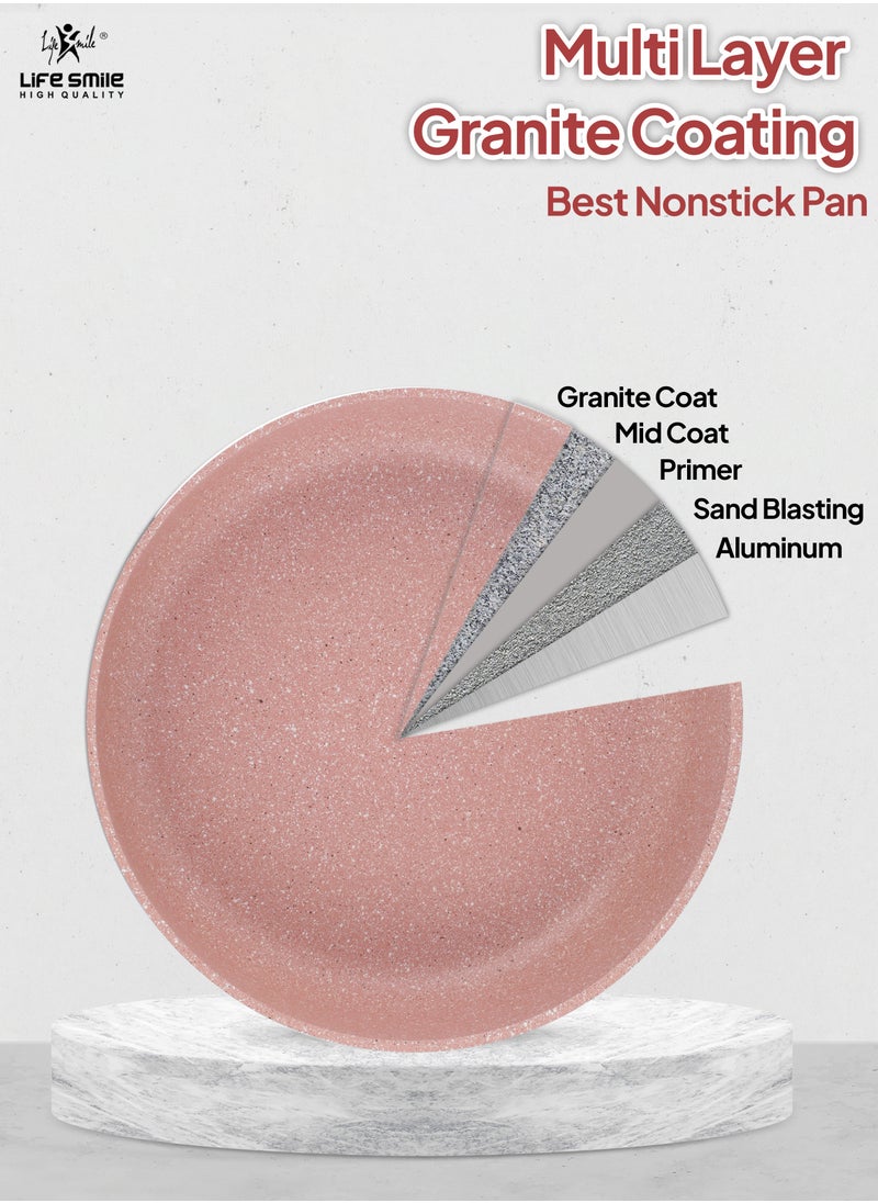 Life Smile 3PCS Granite Coating Non-Stick Round Cake and Cooking Pan Set SIZE: 28CM, 32CM, 36CM Bakewre Pans  - Image 5