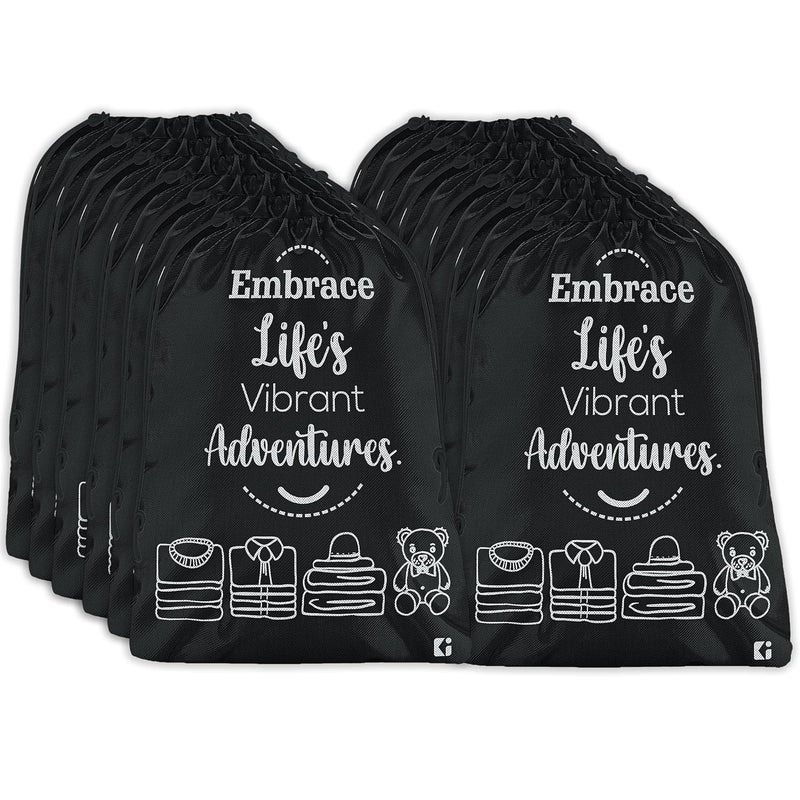 Kuber Industries Pack of 12 Cloth Storage Bag NonWoven Storage Organizer Travel Cloth Carrying Bag Garments Cover for Laundry Travel Storage Organizer for Clothing Large Black - Image 1