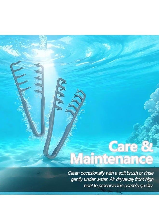 مشطان لتصفيف الشعر، مشط شعر واسع الأسنان لتكثيف الشعر، أداة لرفع جذور الشعر وتكثيفه لأقصى درجة، طقم حلاق مزدوج الاستخدام بأسنان دقيقة وعريضة، أداة من بلاستيك ABS بمقبض محكم للرجال (رمادي) - Image 5