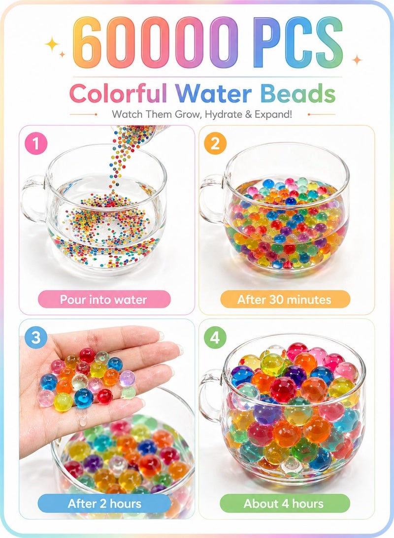 Sisily 60000-Piece, 7-8mm Non Toxic Environment Friendly Orbies Water Beads For Kids, Jelly Magic Cristal Decorate Water Beads Multicolour - Image 5