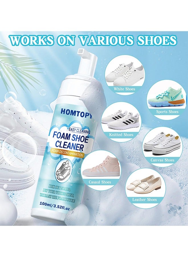 هومتوبس منظف الأحذية الرغوية ، منظف الأحذية البيضاء 100 مل ، طقم أحذية رياضية منظف الأحذية يزيل الأوساخ والبقع للأحذية البيضاء ، الجلد المدبوغ ، الجلد ، الحياكة ، الأحذية ، القماش ، القماش - Image 5