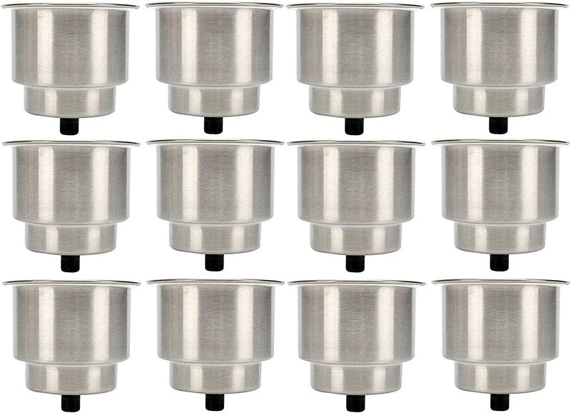 Amarine Made Stainless Steel Self-Draining Cup Holder - 12-Pack for Marine, Boat, RV, and Camper - Image 1