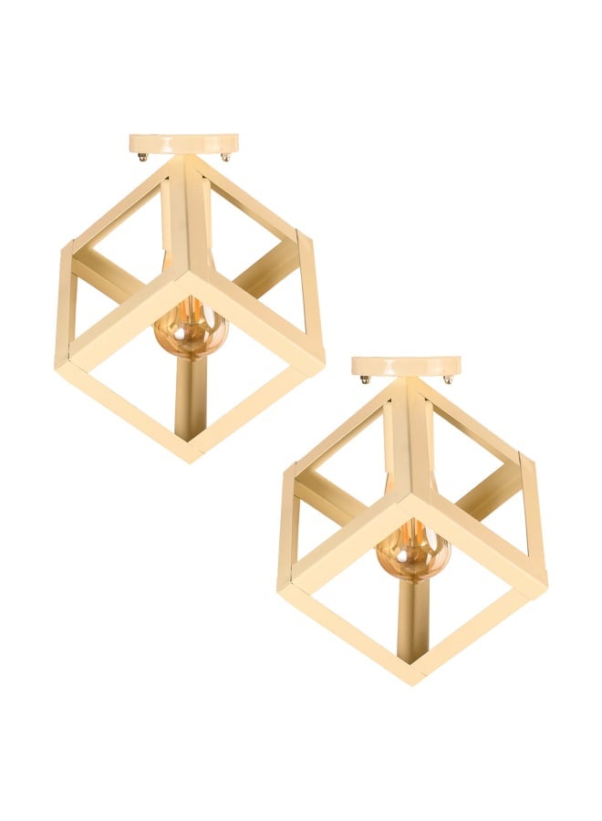 الروضة للإضاءة قطعتان من المعلقات الفردية الحديثة والفريدة من نوعها مناسبة لجميع الاستخدامات | حديث ديكور LED E27 معلقة مصباح سقف اضاءة داخلية مصباح معلق دلاية سقف مودرن | مناسبة لأي غرفة | | اللون: بيج | المقاس: 30x22x22 سم