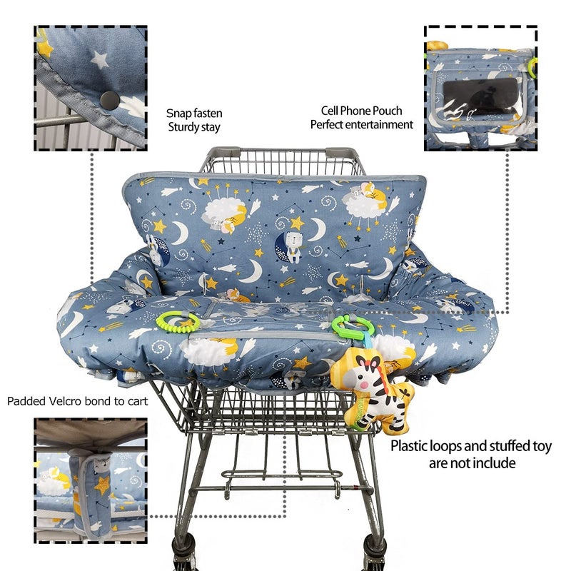 ICOPUCA Shopping cart Cover, cart Cover for Babies, Padded high Chair Cover, Split Reversible seat Cushion, Cell Phone Pouch, Collection Pocket, Neutral for boy or Girl - Image 4