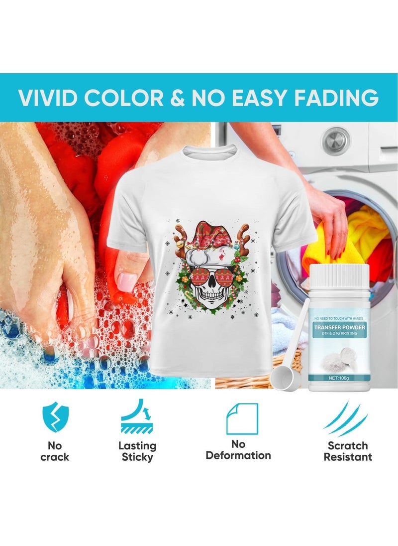 DTF Powder White Digital Transfer Hot Melt Adhesive DTG Pretreat Powder DTF DTG Printer DTF Hot Melt Adhesive Powder for All DTF Printers on All Fabric Include T Shirt Jeans Cotton Textile  - Image 2