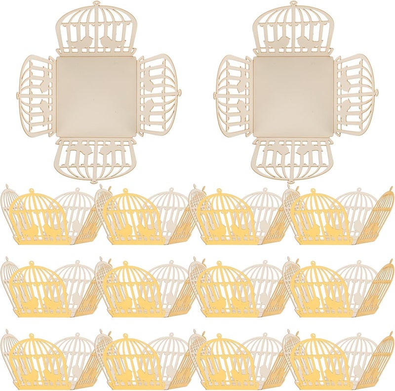 PAMINGONO 50pcs Wedding Chocolate Packaging Boxes with Hollow Love Bird Cage Design, Decorative Candy Wrapping Paper and Truffle Chocolate Bases for Party Favors and Celebrations - Image 1