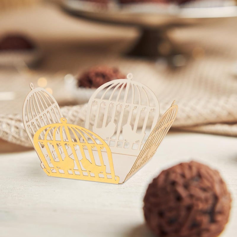 PAMINGONO 50pcs Wedding Chocolate Packaging Boxes with Hollow Love Bird Cage Design, Decorative Candy Wrapping Paper and Truffle Chocolate Bases for Party Favors and Celebrations - Image 5