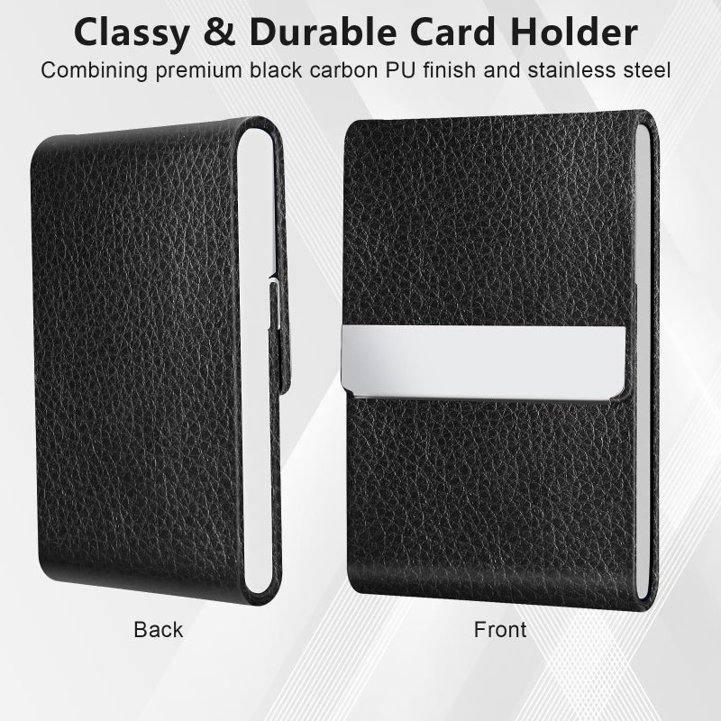 GOWALL Business Card Holder with Magnetic Closure, Slim Metal PU Business Card Case for Men Women, 3.7 x 2.3 inches RFID Blocking Credit Cards Holder for Pocket or Bag Storage, Black - Image 4