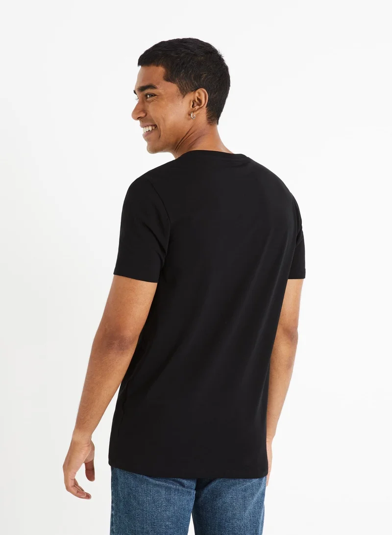 Celio Neuniv Noir Short Sleeves Tshirt